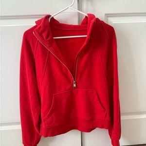 Red Women's Half-Zip Sweatshirt Scuba Dupe